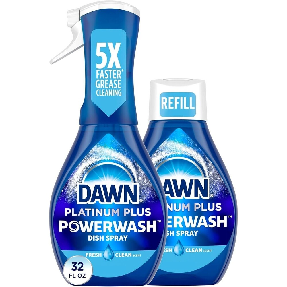 Dawn Powerwash Spray Dish Soap Liquid Cleaning Fresh Clear 1 Kit + 1 Refill 32oz